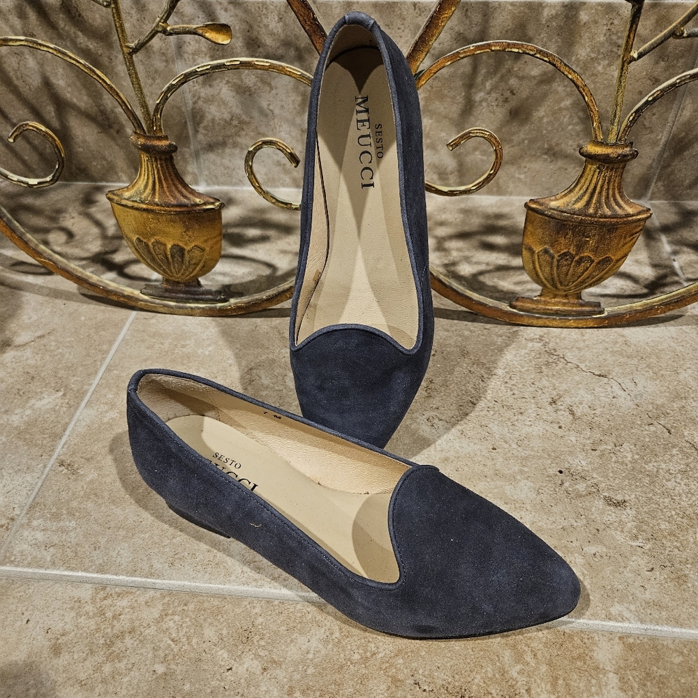 Sesto Meucci Gray Suede Low Heel - Size 7M